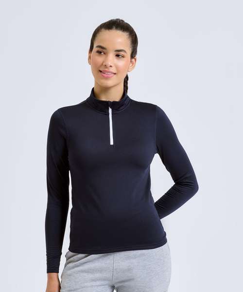 Women’s TriDri® recycled long sleeve brushed back ¼ zip top